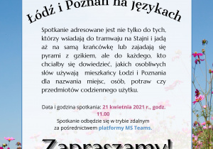 Plakat "Łódź i Poznań na językach" zaproszenie na spotkanie
